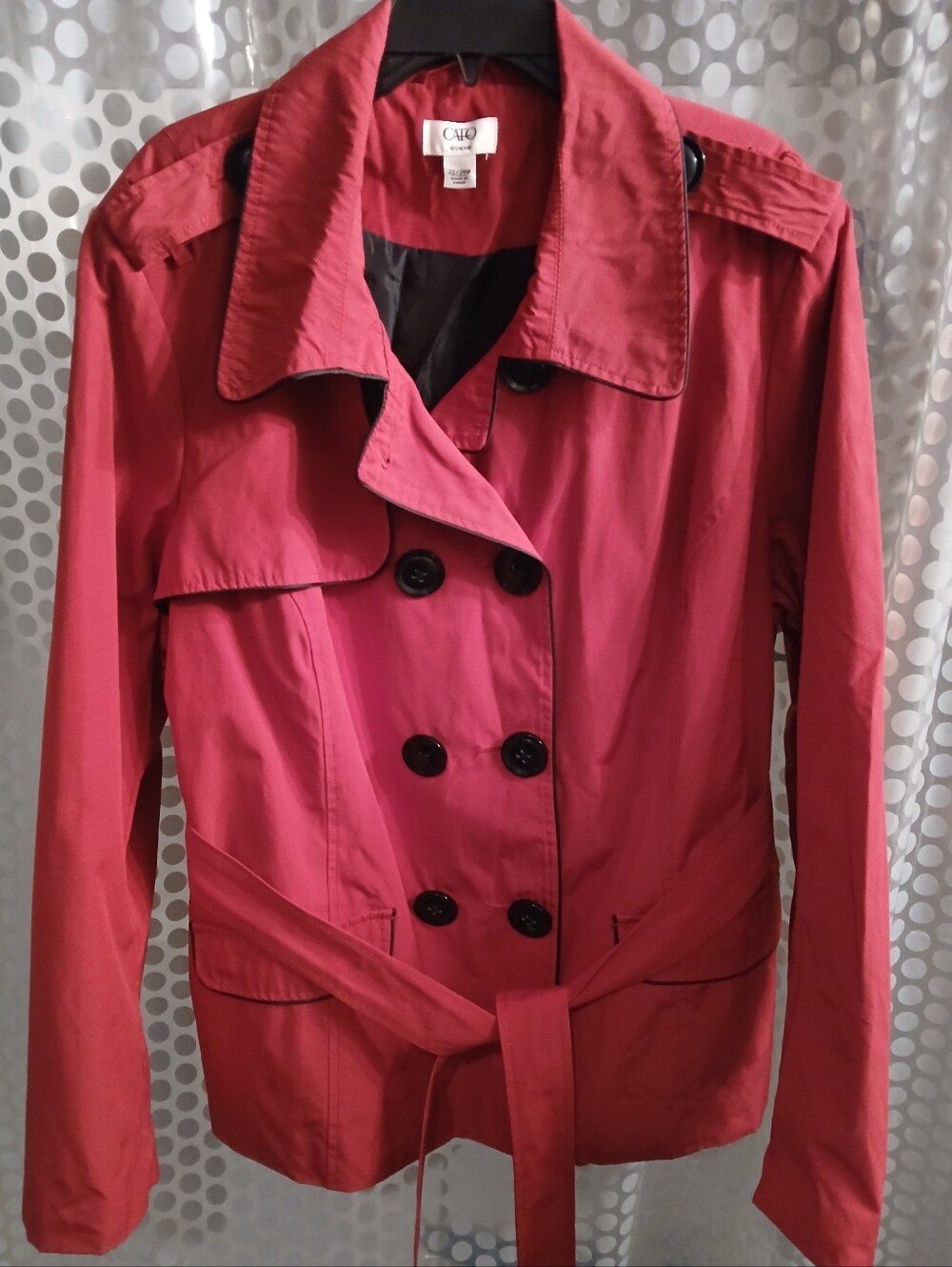 Cato Women's 22-24 Rose-Red Waist Tied Double-Breasted Trench Coat       FF#475